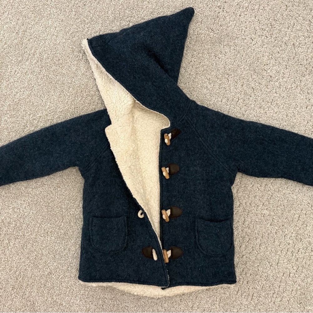 Kleine Schobbejak Boiled Wool and Cotton Sherpa Pixie Jacket in Navy